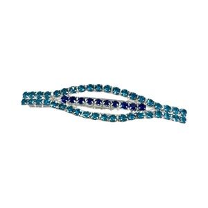 Elegant Blue Crystal Rhinestone Hair Barrette 3.0”